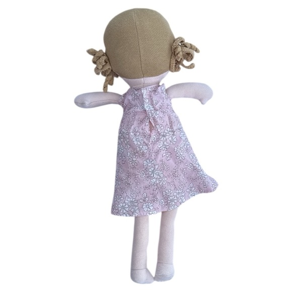HAZEL VILLAGE Fern Handmade Plush Doll In Pink Floral Cotton Dress - Picture 10 of 10